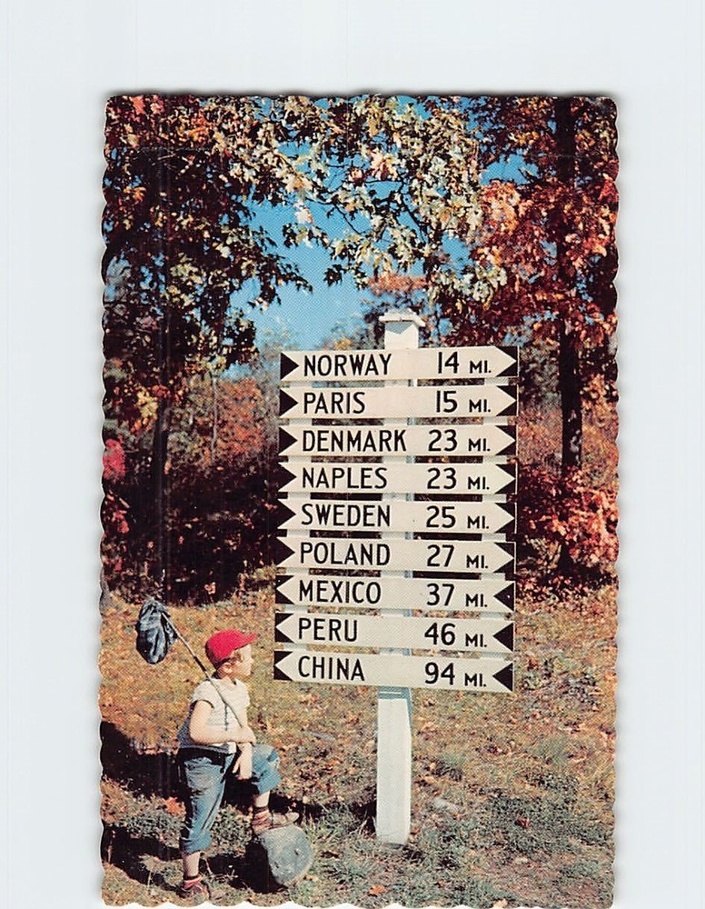 Postcard Signpost in Lynchville Maine USA