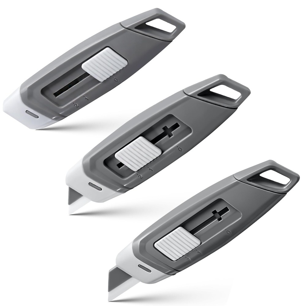 3Pack Mini Ceramic Box Cutter, Retractable Utility Knife with Safety Lock & K...
