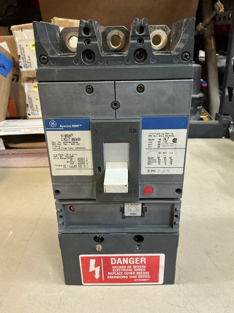 GE SGHA36AT0600 Hi-Break Circuit Breaker 600A 3-Pole 600VAC W/ SRPG600A600