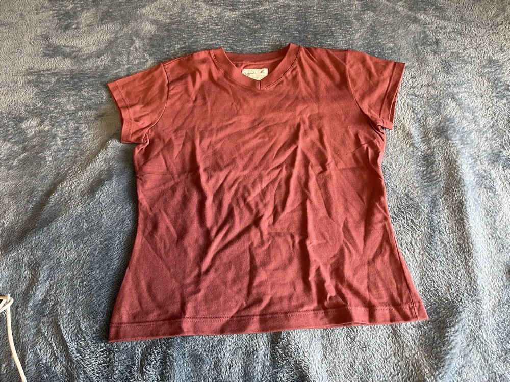 Agnes B Womens Basic V-Neck Pink Salmon Cotton Short Sleeve T-Shirt Size 1