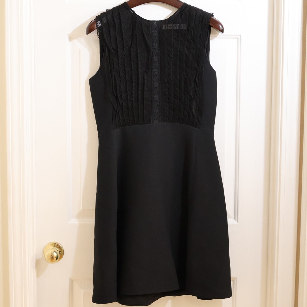 READ Christian Dior black dress with sheer bodice wool silk blend skirt US 8 / L