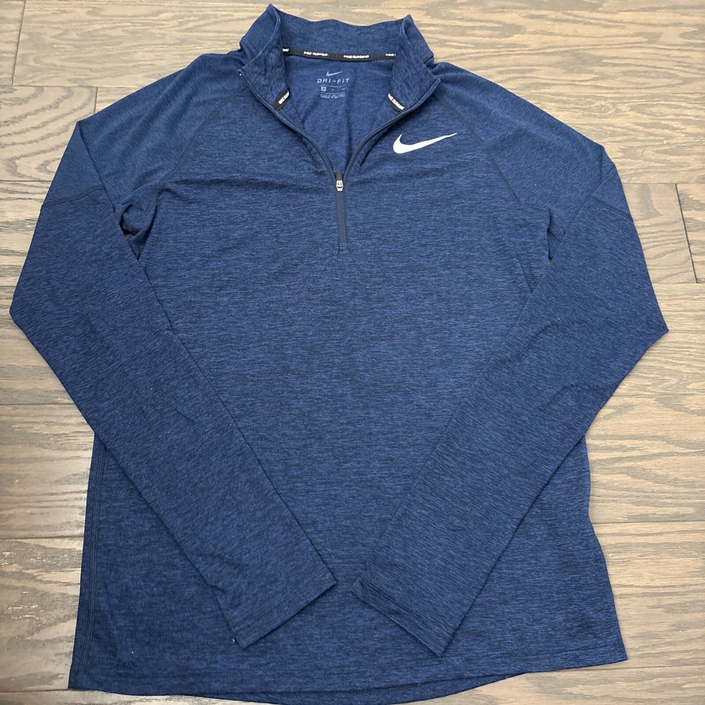 NIKE DRI-FIT Mens Navy Blue Element Performance Running Top Shirt Small S EUC