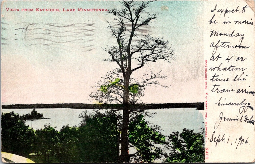Vista From Katahdin, Lake Minnetonka MN c1906 UDB Vintage Postcard N13
