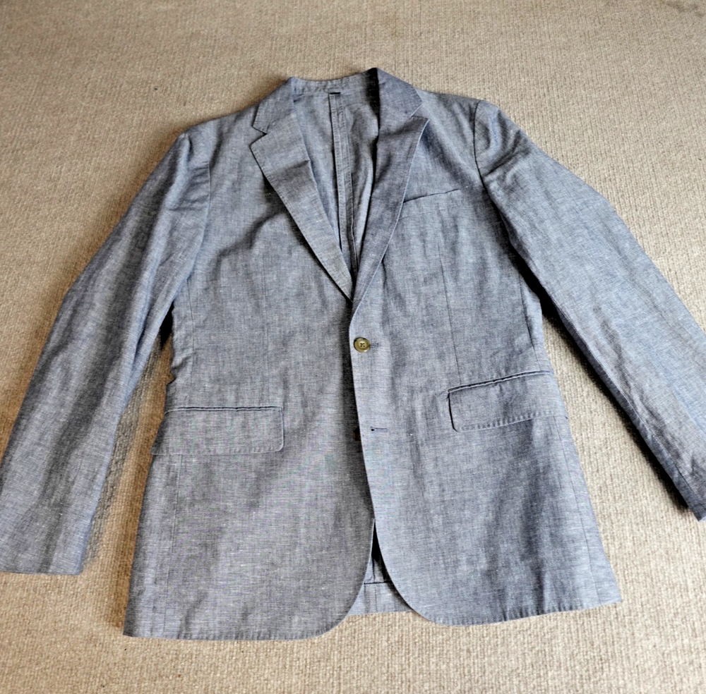J.Crew Sport Coat 38R Blue Heather Ludlow Slim Cotton Linen Unstructured Unlined