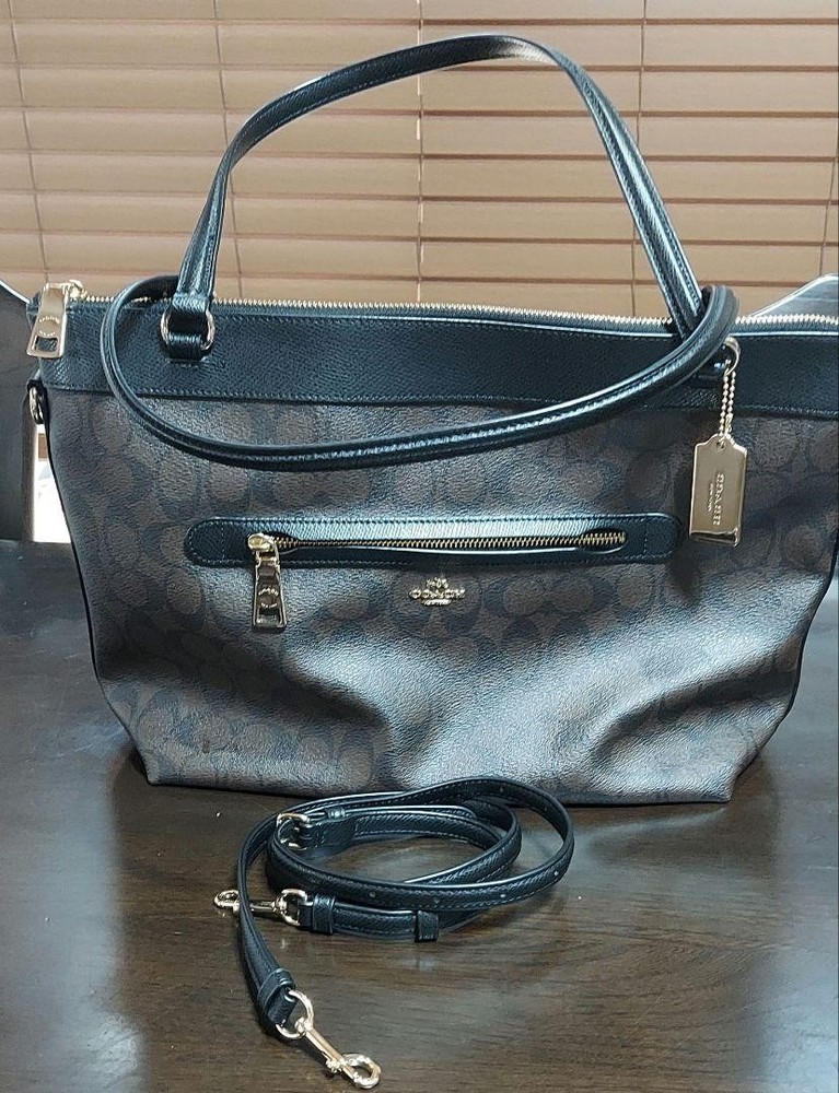 Coach Brown & Black Logo Tote with Stable Base Lightly Used Under 10x