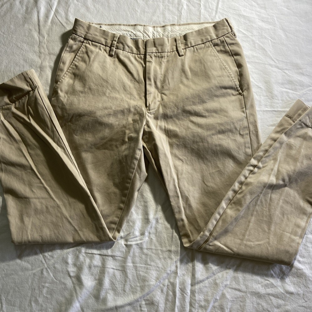 J.Crew Bowery Khaki Pants Mens 30x30 Flat Front Classic Chino Tan Neutral Casual