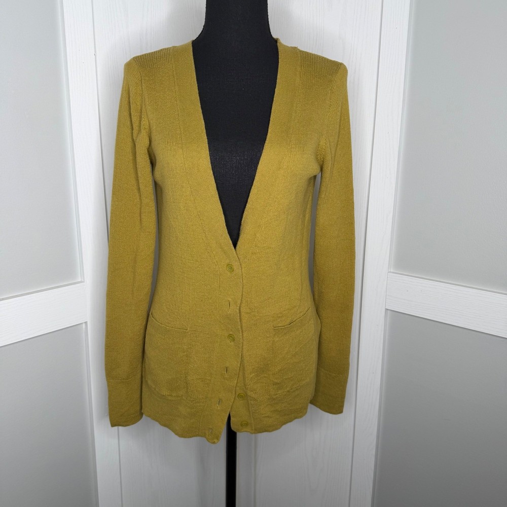 Sonoma Cardigan Sweater Women Sm Mustard Yellow Long Sleeve V-Neck Button Front