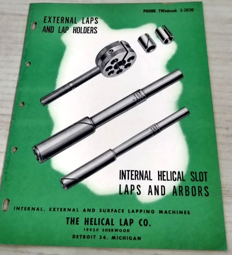 1958 THE HELICAL LAP CO. CATALOG internal helical slot laps and arbors  C2