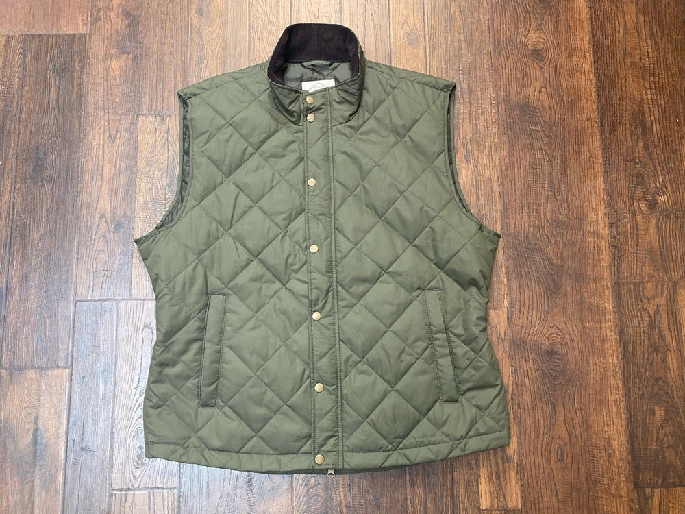 St Johns Bay Quilted Puffer Vest Mens XL Full Zip & Button Insulated Outdoor