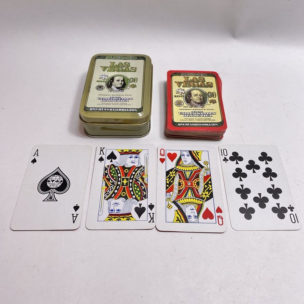 Las Vegas 100 One Hundred Dollars Souvenir Playing Cards Deck with Tin