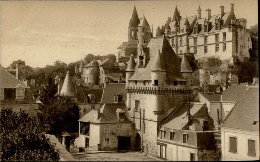 Loches France Chateau view vintage postcard s541