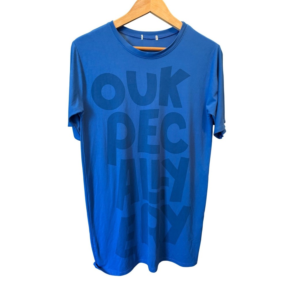 Mens Tonal Graphic Print T-Shirt Medium Blue Short Sleeve Crew Neck Streetwear