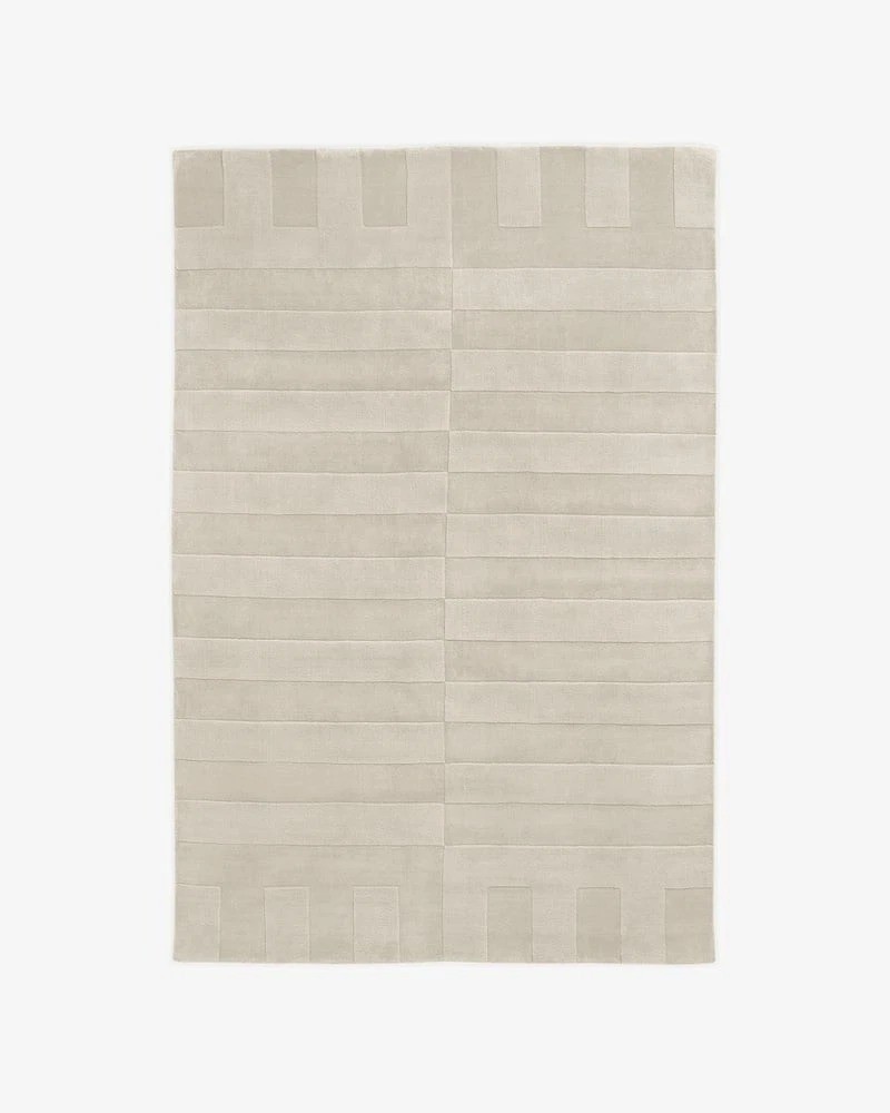 Hand-Tufted Wool Rug 9×12ft - Nordic Knots Oatmeal Rug Design, Handmade Area Rug