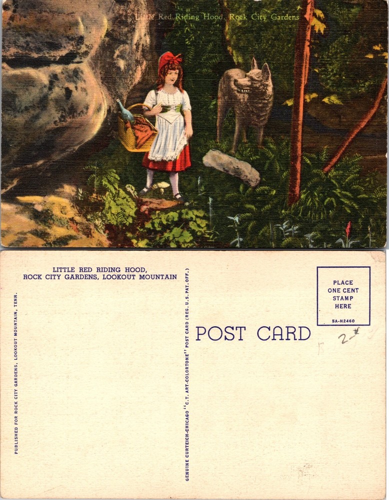 Little Red Riding Hood Rock City Gardens Lookout Mountain Postcard