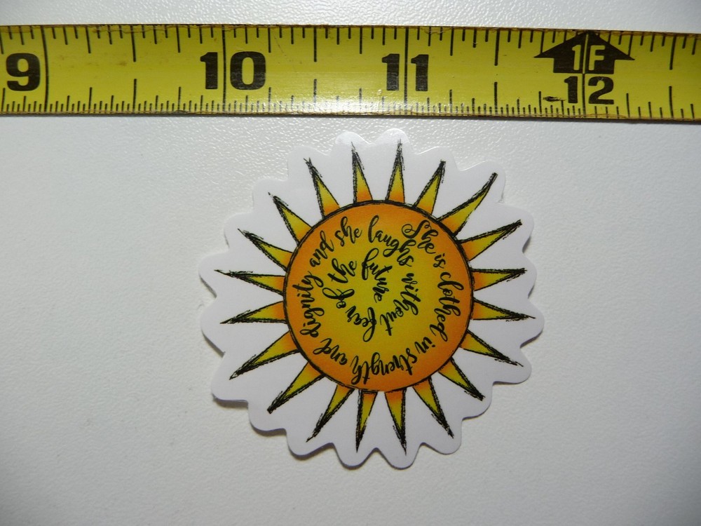 SPIRAL SHE IS CLOTHED IN STRENGTH DECAL STICKER CHURCH CHRISTIAN FAITH BELIEF