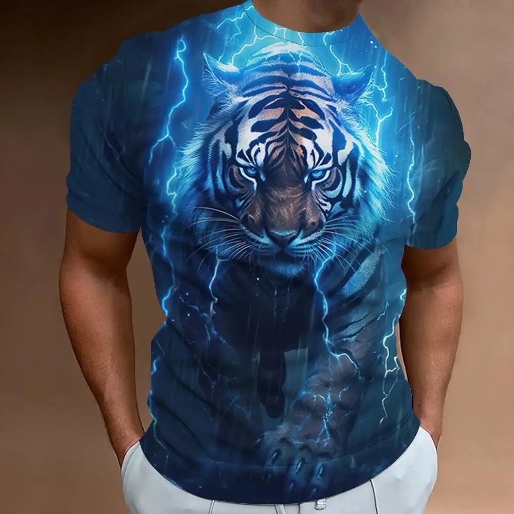 Men's 3D Tiger Print T-Shirts - Bold Graphic Tees with Fierce Tiger Designs