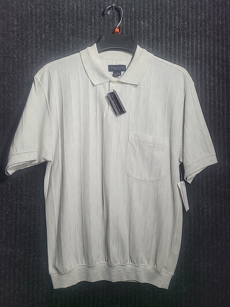 Van Heusen Mens Polo Shirt Top Sz S small Short Sleeve White New