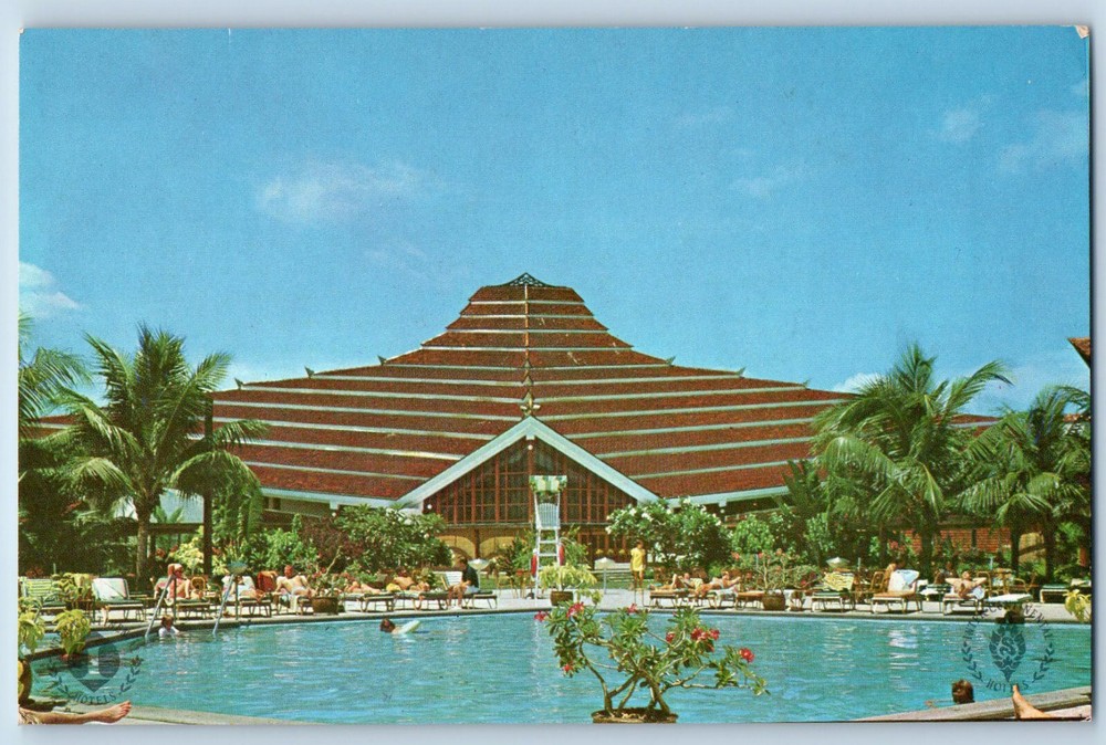 Bangkok Thailand Postcard Hotel Siam Intercontinental Fly Thai Int'l c1950's