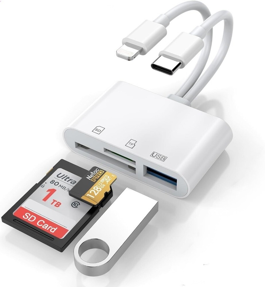 3 in 1 SD Card Reader Lightning USB C Type C To SD TF Card Reader Adapter Memory