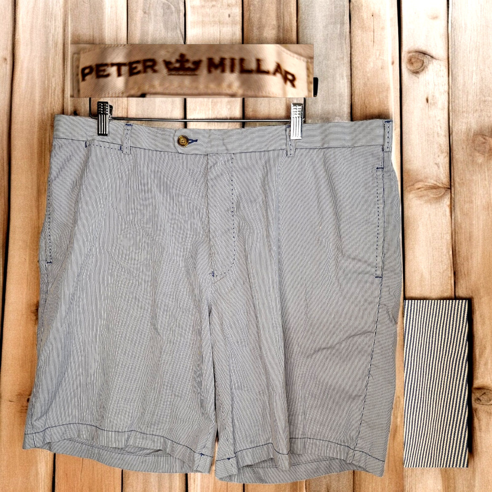 Peter Millar Chino Shorts Mens Size 40 Blue Stripe