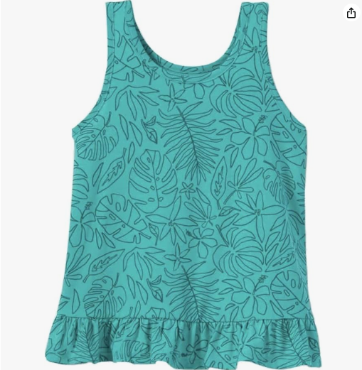 Cat & Jack Girls' Printed Tank Top –  Teal, L (10/12)
