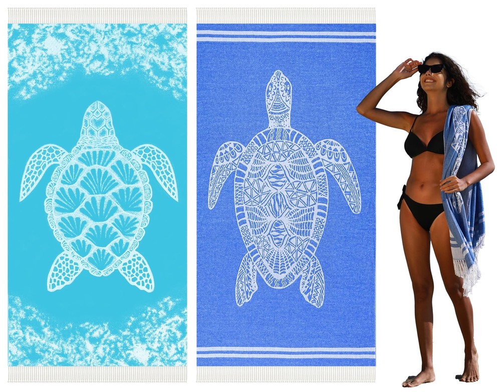 Widdonen 2 Pack XL Lightweight Quick Dry Turkish Beach Towels  