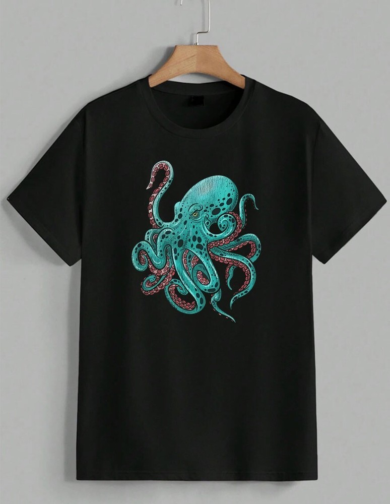 Kraken Octopus T-Shirt Sea Monster Graphic Tee Ocean Life Marine Unisex