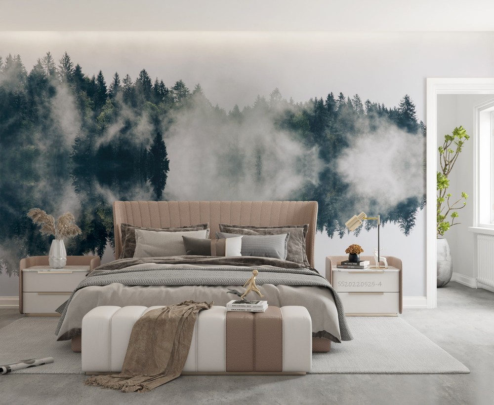 3D Forest Mist River Landscape Wall Murals Wallpaper Murals Wall Sticker
