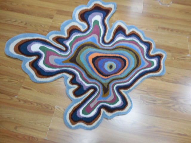 Tibetan Abstract Graffiti Rug Shape Handmade Kids Boho Rug Aesthetic Rug 4x4 Ft-image