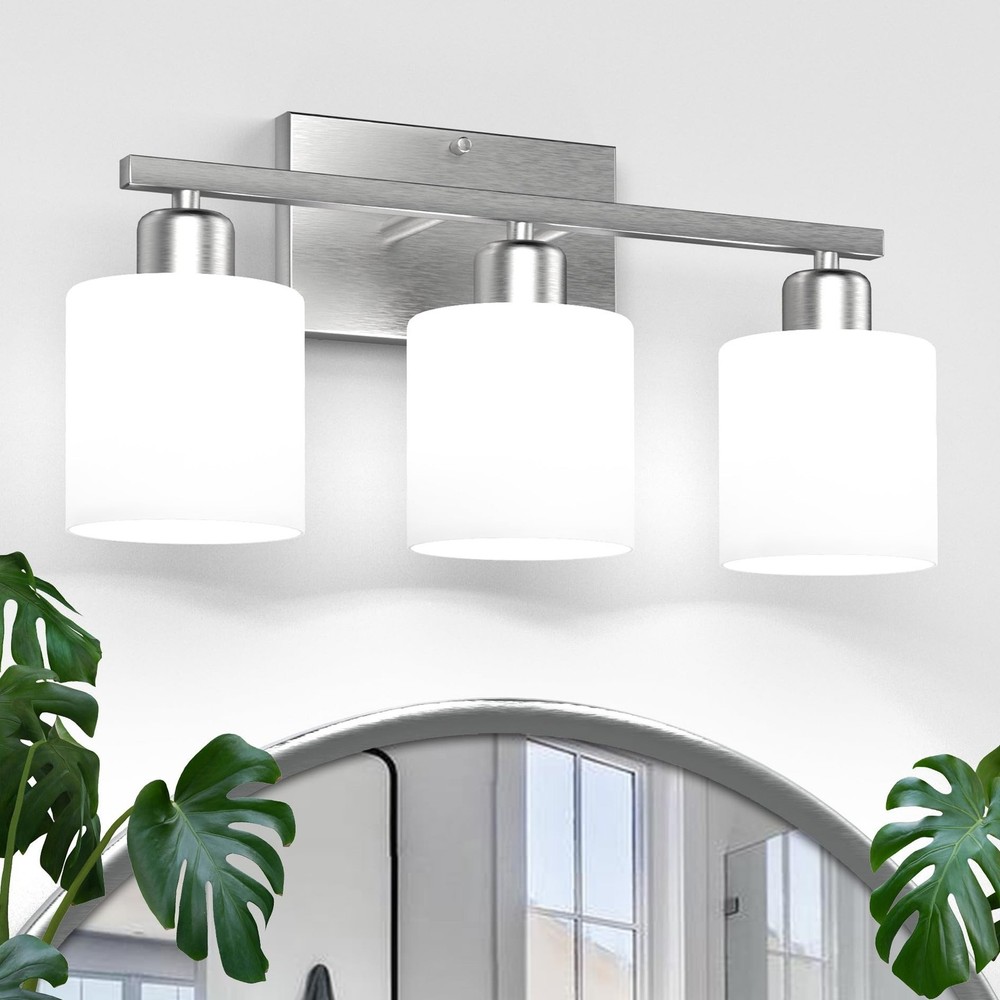 Bathroom Light Fixtures Over Mirror Brushed Nickel, Rustproof 3-Light Bathroo...