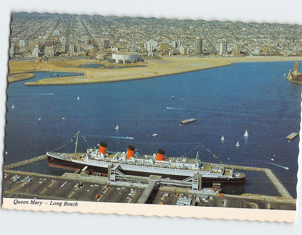 Postcard Queen Mary Long Beach California USA