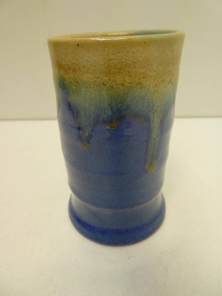 Australian Pottery Remued # 29 Drip Glaze Blue Vase