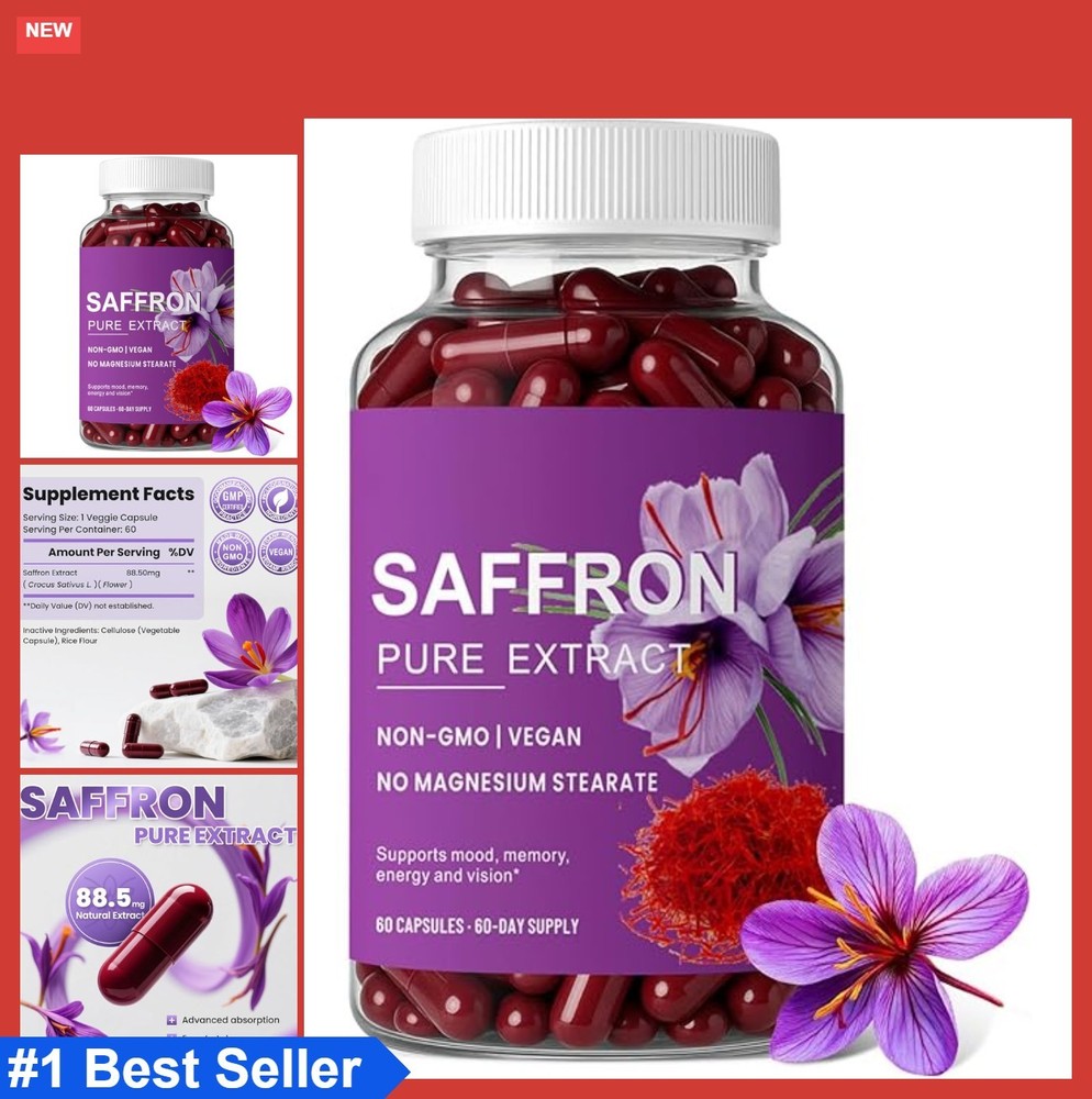 Saffron Supplement Capsules - 88.5mg Pure Saffron Extract for Mood Balance