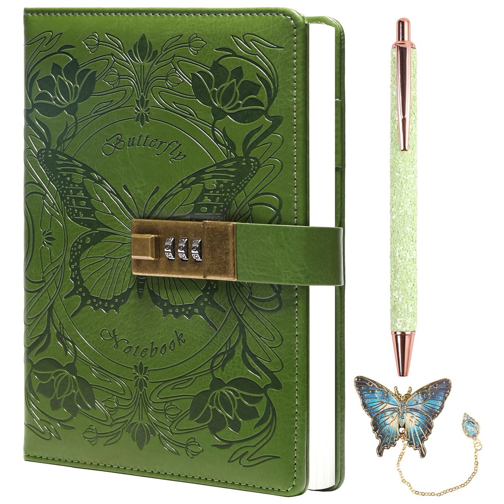 Diary with Lock for Women Girls, Lined Locked Journal, Butterfly Journal Note...