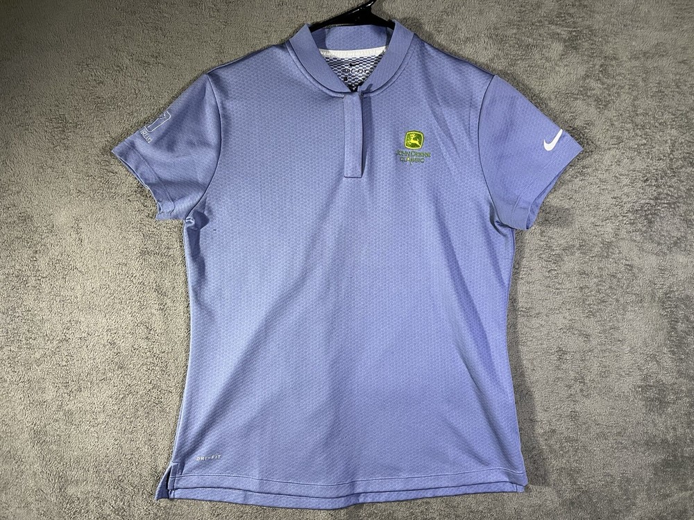 Nike Golf Dri Fit John Deer Womens 1/4 Zip Short sleeve Pullover Size L Purple