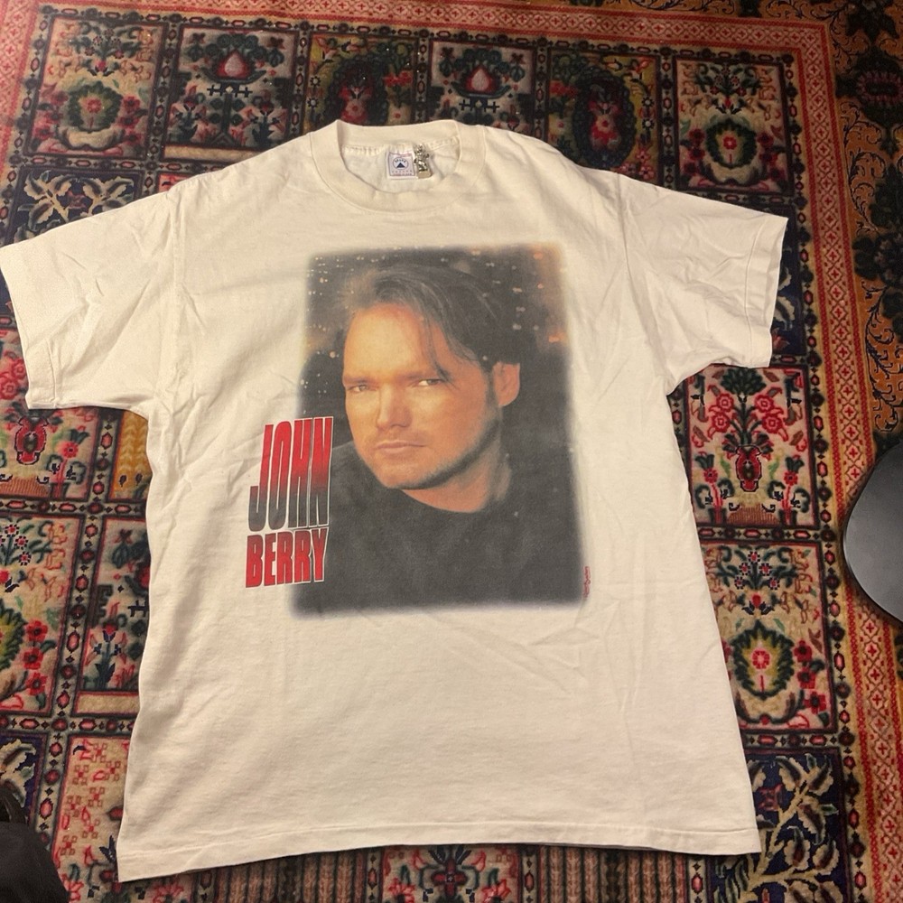 Vintage 90s Single Stitch John Berry Autographed Tee T Shirt Concert Tour L 1995