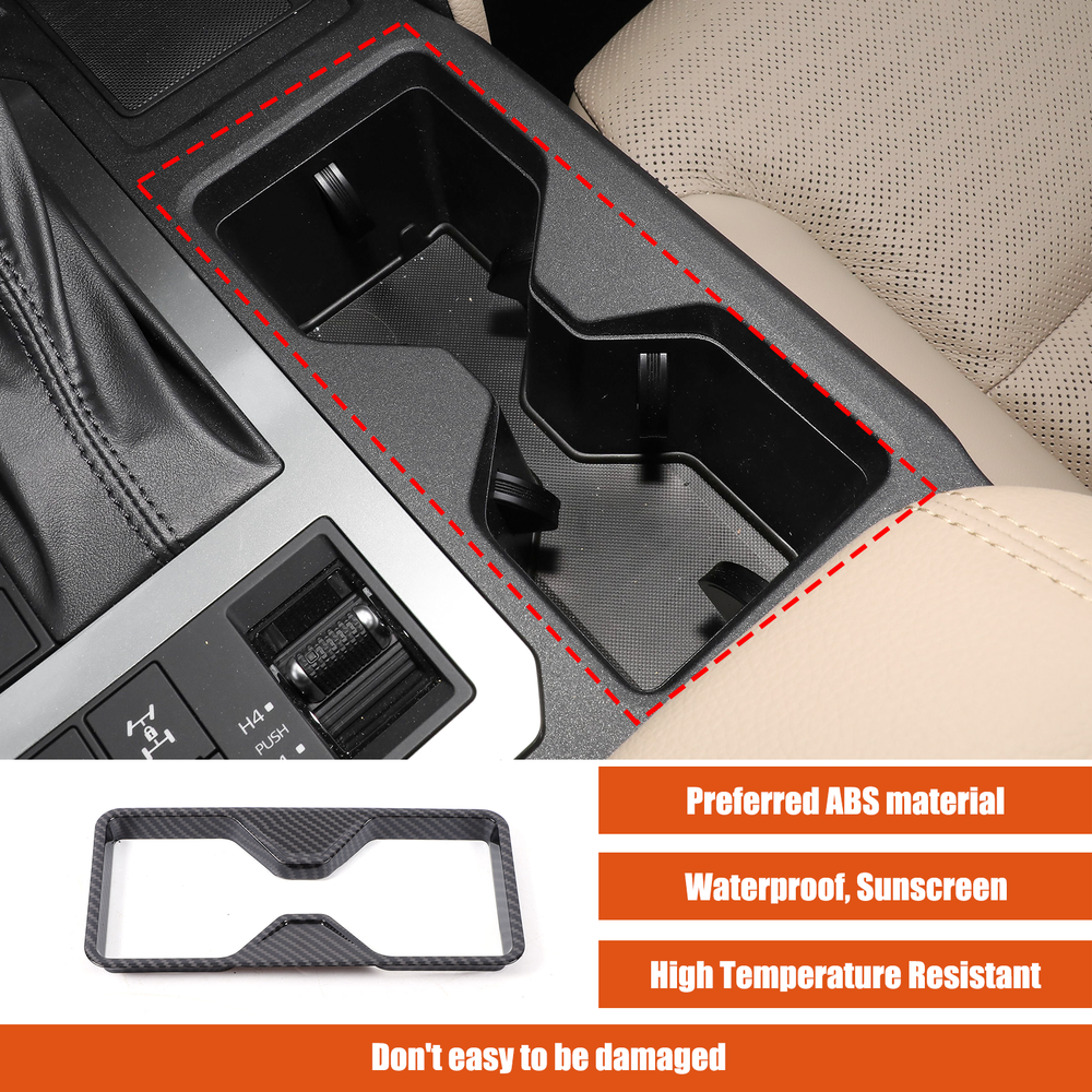 ABS Carbon Style Center Cup Holder Trim for Toyota Land Cruiser Prado 2024-image