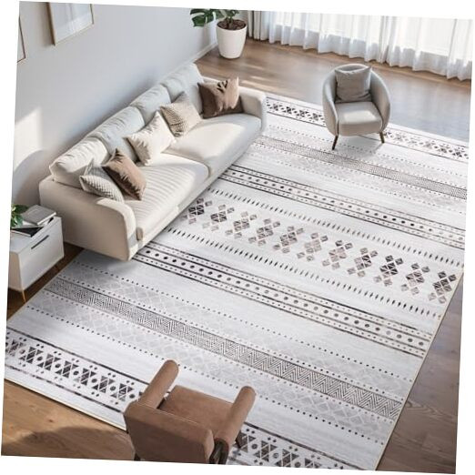 6x9 Washable Ultra Thin Low Pile Area Rug for Living Room Bedroom Dining Room