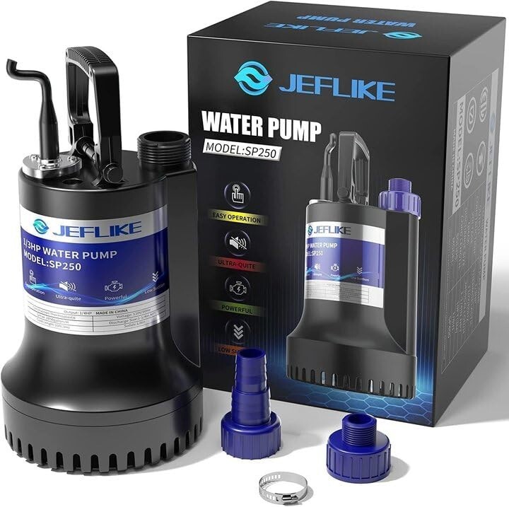 1/2 HP Submersible Water Pump, 2650GPH Sump Pump, for Swimming Pools, Bathtubs