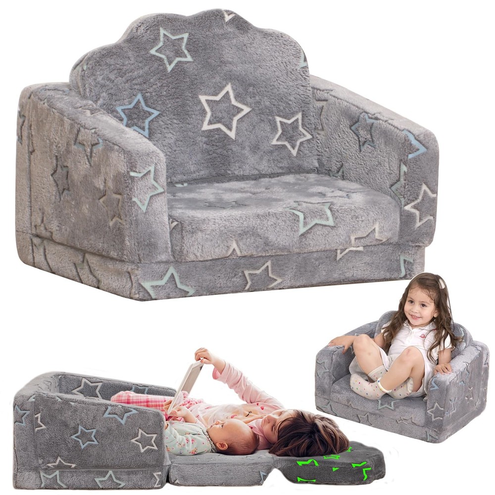 Foldable 2-in-1 Kids Play Couch Convertible Sofa Chair