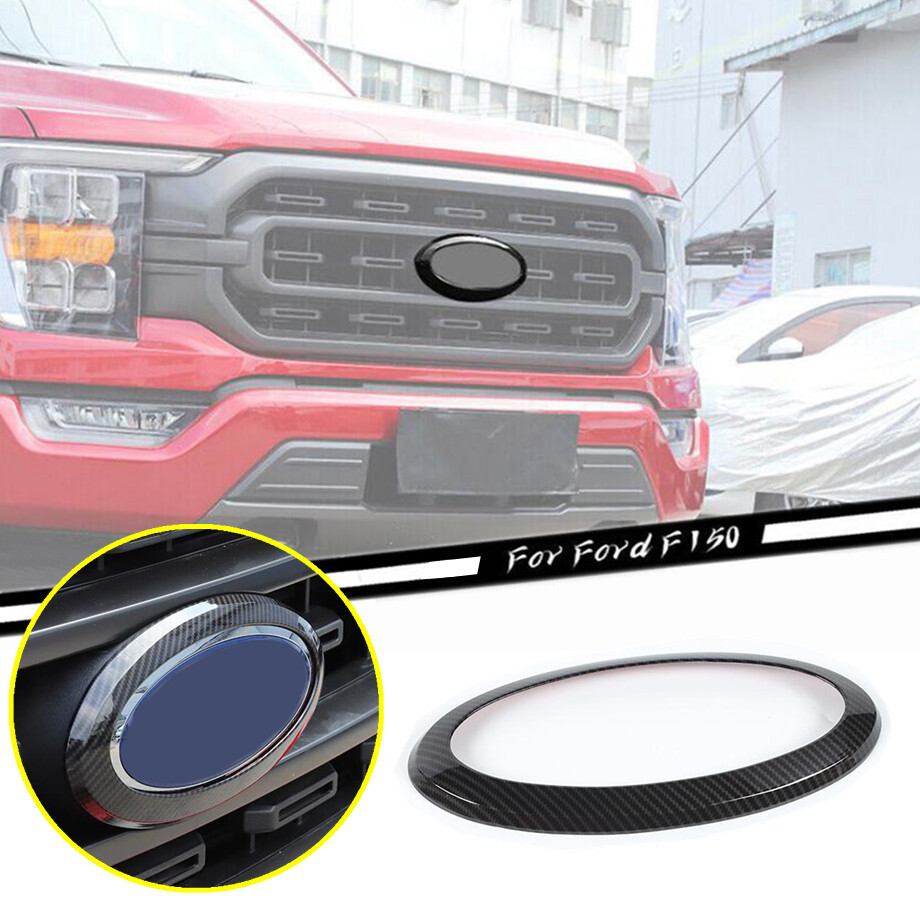 Car Front Center Logo Cover Trim Ring For Ford F150 2021-2023 Accessories Carbon
