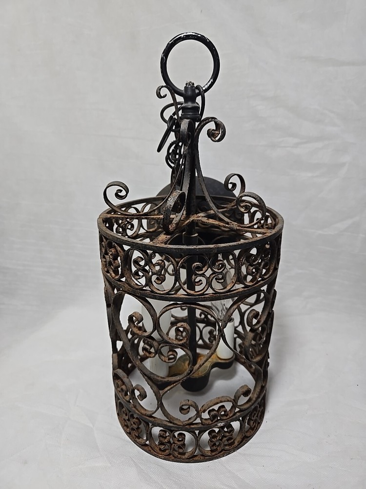 Underwriters Laboratories Vintage Scrolled Wrought Iron Hanging