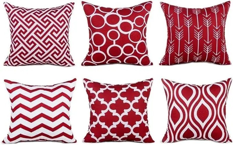 Linen Square Decorative Throw Pillow Cushion Cover Sofa Pillow Cover, Wine Red 4