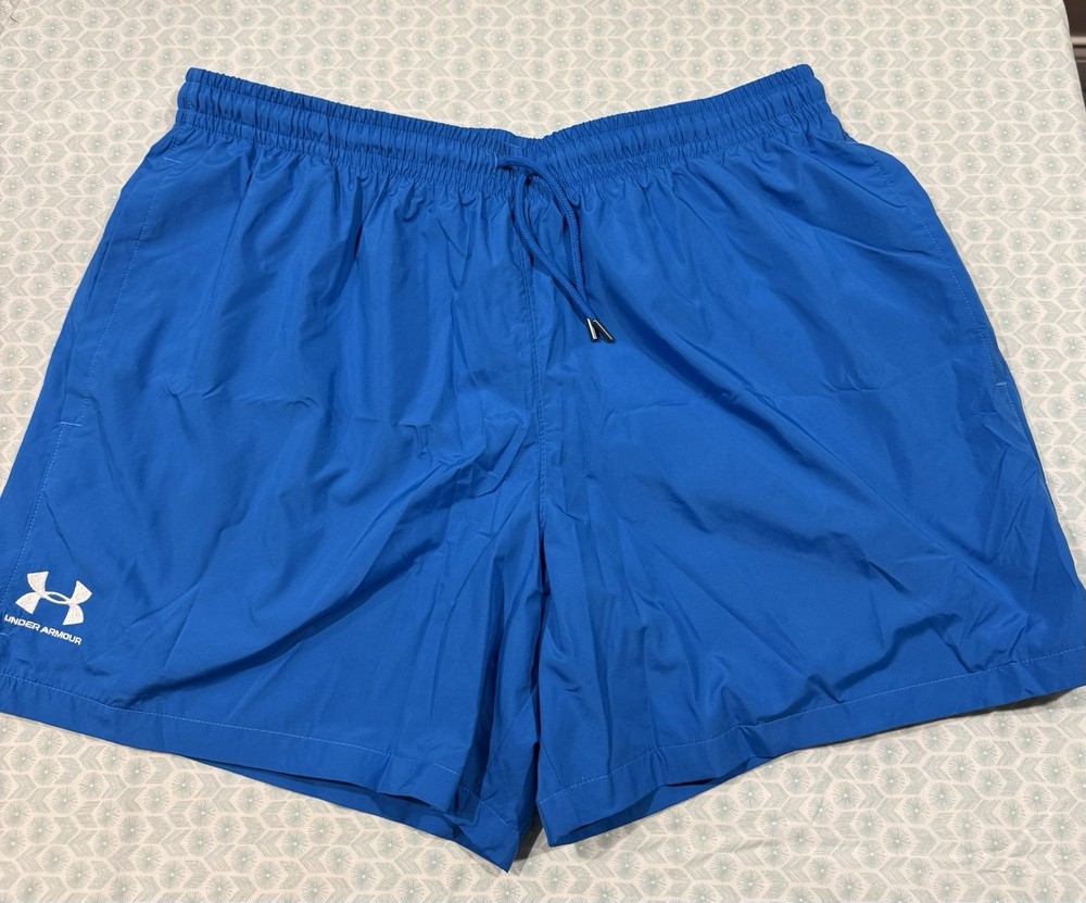 NEW Under Armour Loose Essential Volley Shorts Blue Mens Size XL
