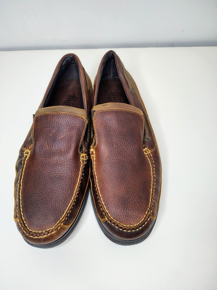 Hitchcock Boat Moccasin Mens Size 13 3E Brown Leather Slip On