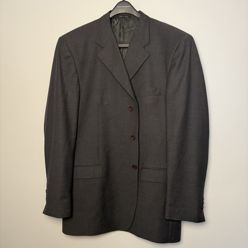 Pavone Italy Made 48 X-Long Gray 100% Wool Mens Blazer Sport Coat