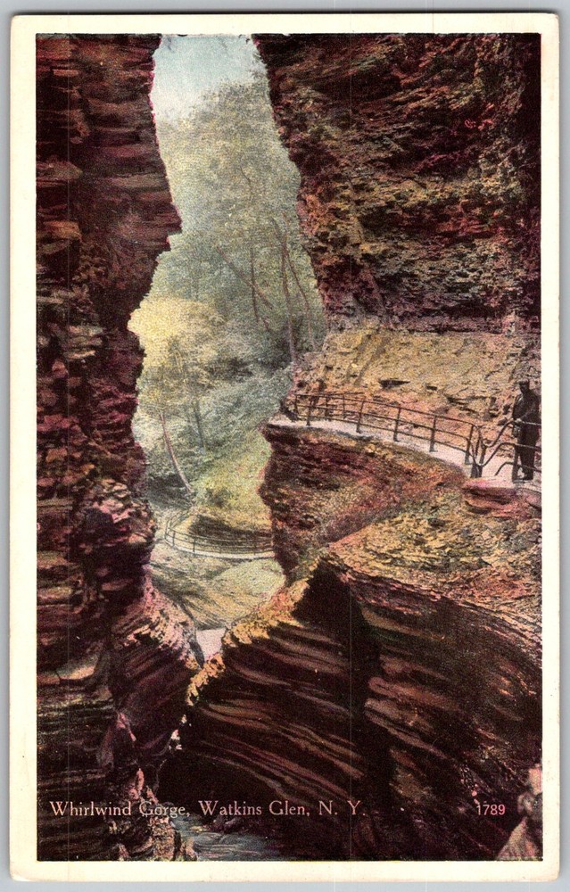 Antique Postcard Whirlwind Gorge Trail Watkins Glen, NY 1910s