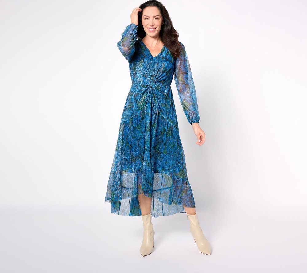 Isaac Mizrahi Live! Women's Petite Dress PXL Always Foil Multi-colored A624667