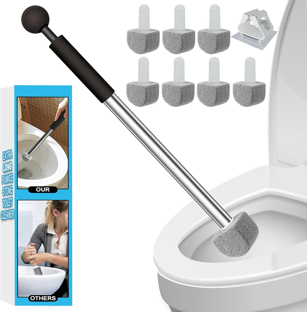 7 Pumice Stone Toilet Bowl Cleaner with Long Handle for Bathroom Tub & Shower