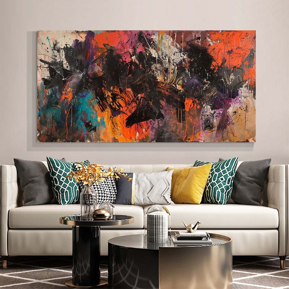 hand painted red1 piece abstract canvas art wall decor for living room